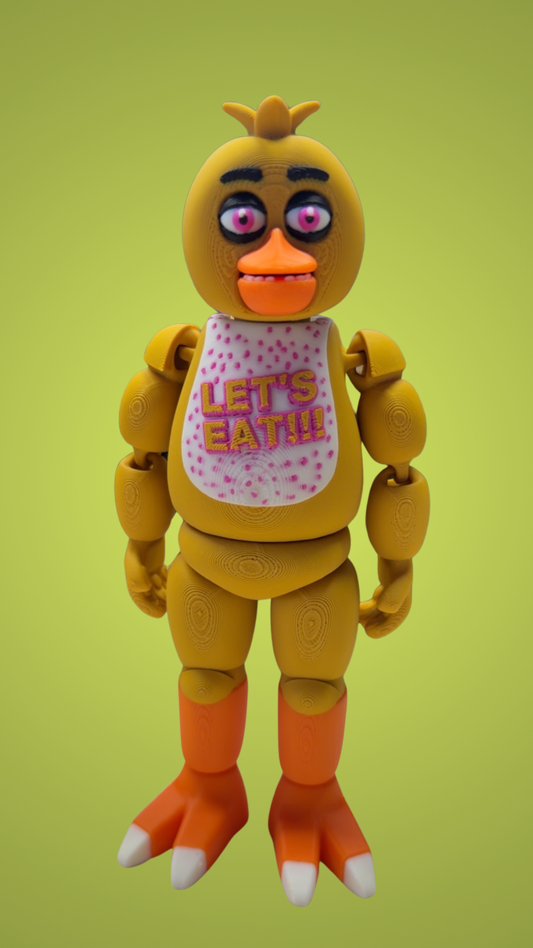 Yellow Chicken Horror Animatronic – Articulated 3D Printed Figure