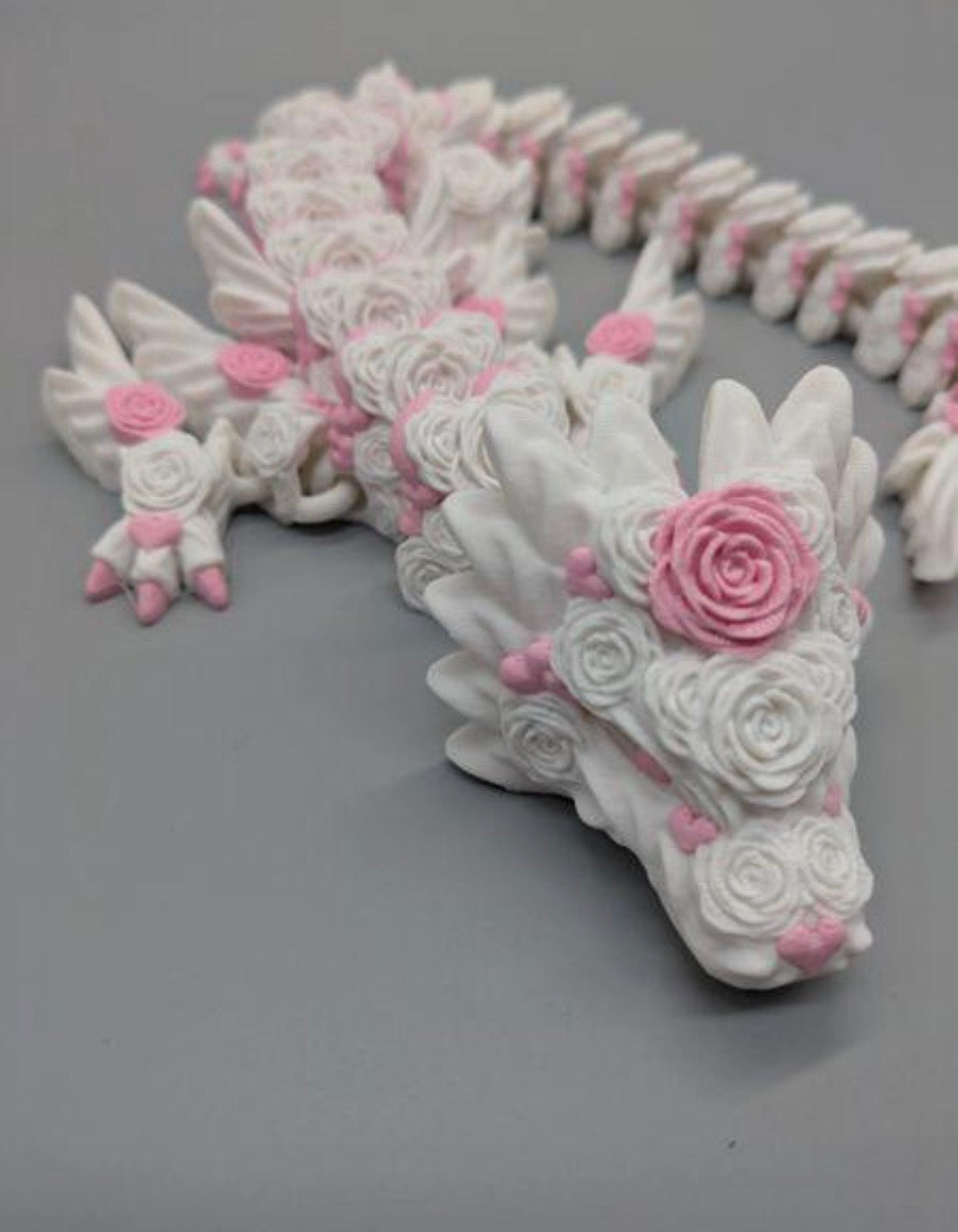 Rose Dragon with Clicker Tail – Articulated 3D Printed Figure