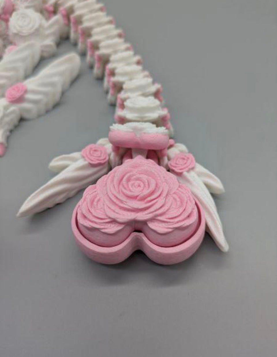 Rose Dragon with Clicker Tail – Articulated 3D Printed Figure