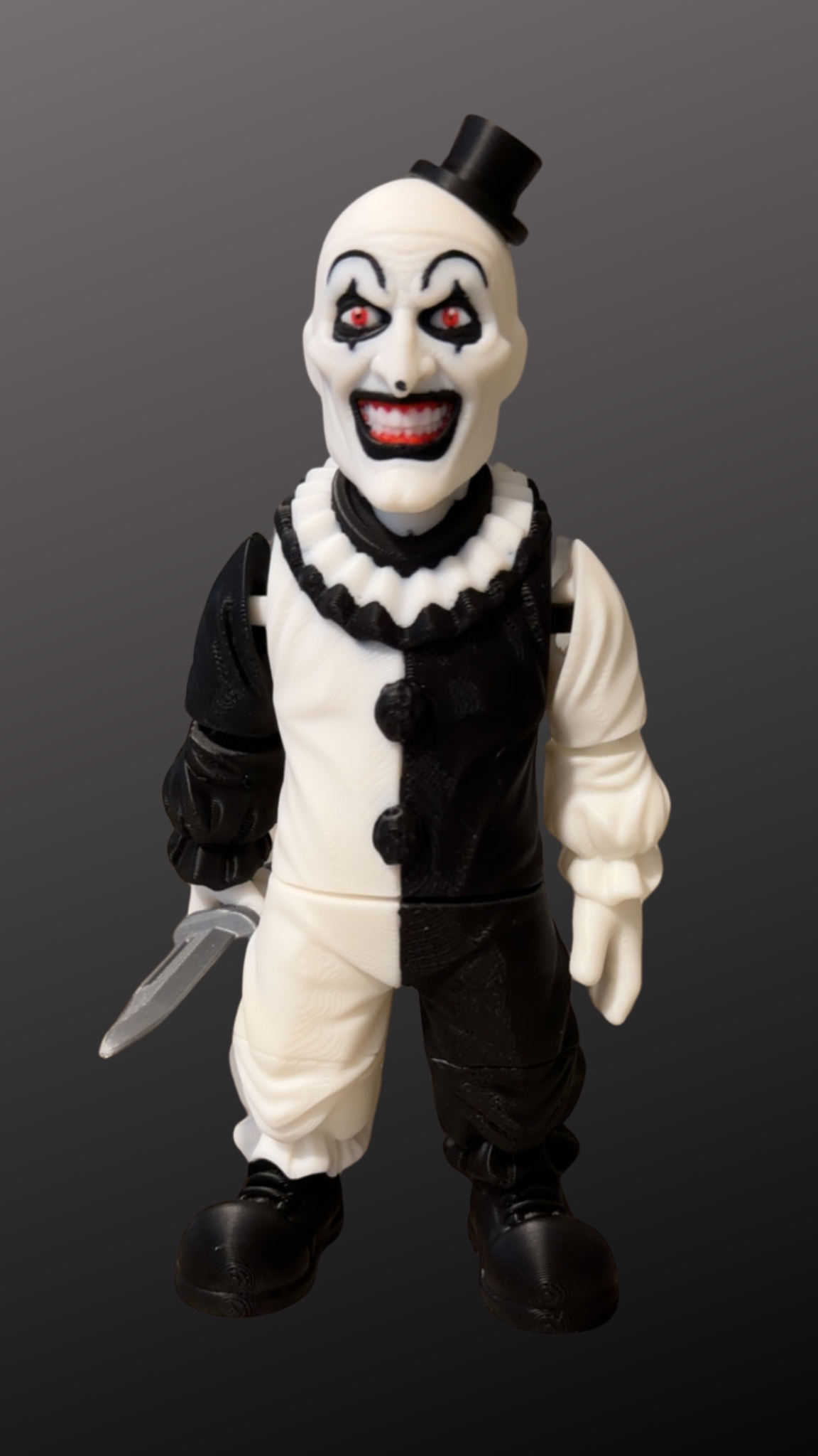 Black & White Horror Clown – Articulated 3D Printed Figure
