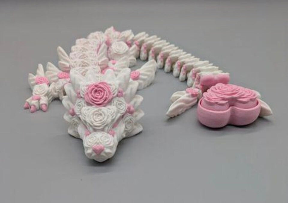 Rose Dragon with Clicker Tail – Articulated 3D Printed Figure