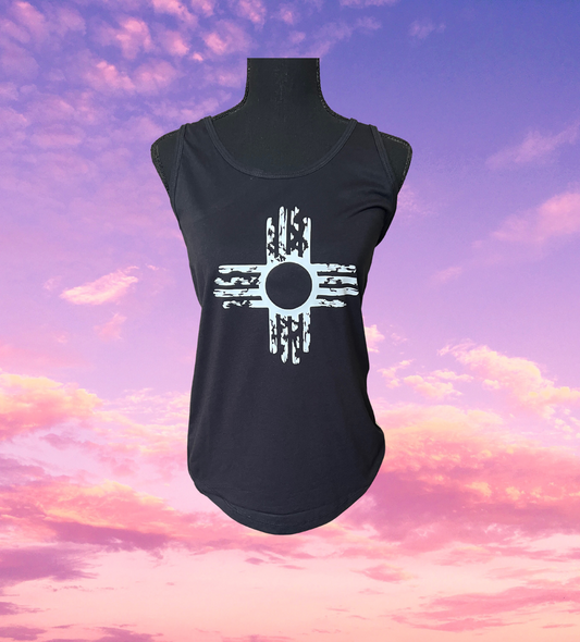 Black Distressed Zia Tank