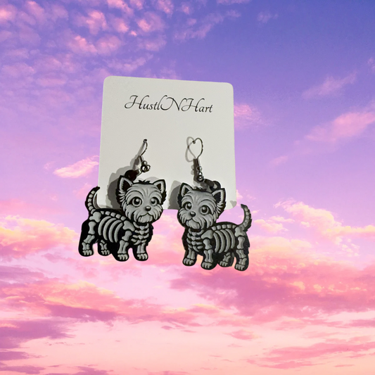 Skeleton Dog Yorkie dangles