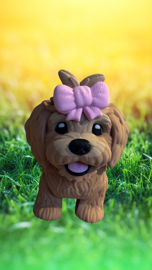 Golden doodle with Bow
