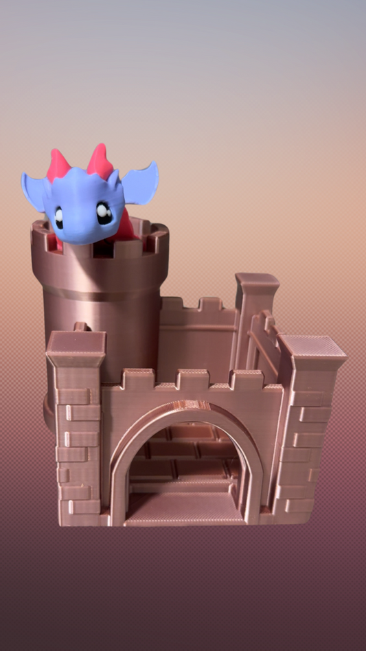 Pink/Purple  dragon with castle
