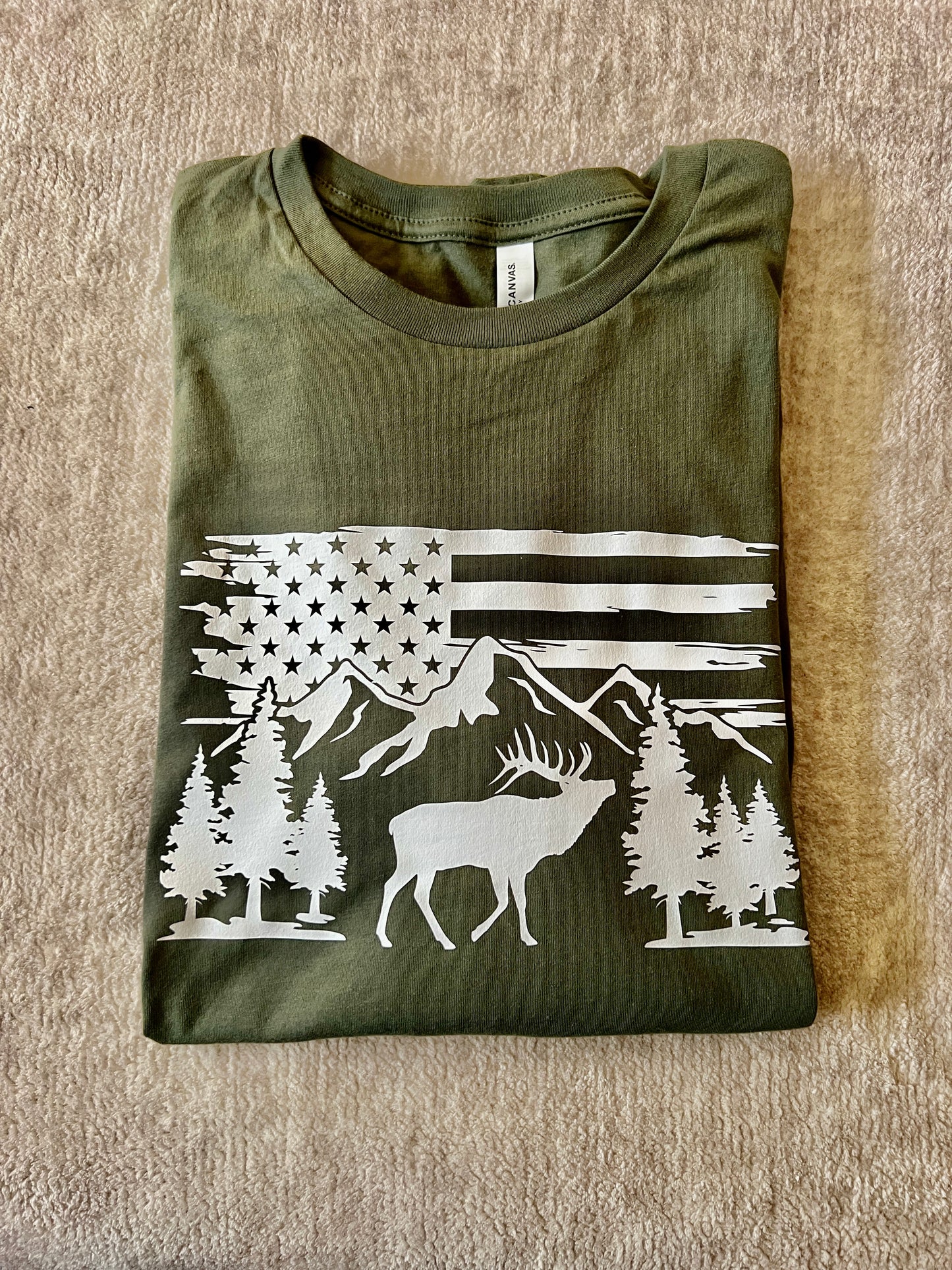 Elk Mountain Flag Long Sleeve Shirt